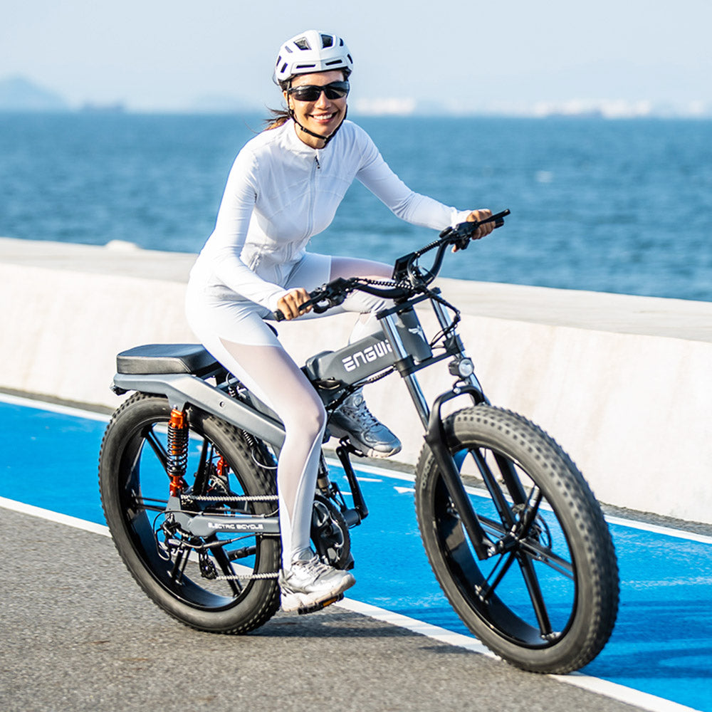 ENGWE X26 Electric Bike 26*4.0 inch Fat Tires 50km/h Max Speed 48V 1000W Motor 19.2Ah Battery 100km Range 150kg Max Load Triple Suspension System Shimano 8-Speed Gear Dual Hydraulic Disc Brake for All-Terrain Roads Mountain E-Bike - Grey