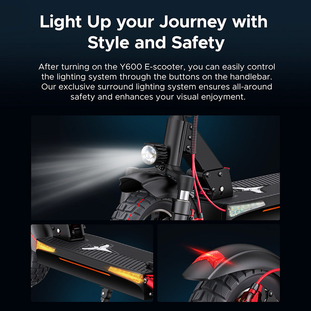 ENGWE Y600 Electric Scooter, 600W Motor, 48V 18.2Ah Battery, 10*4-inch Fat Tires, 25km/h Max Speed, 70km Range, Mechanical Disc Brake, Detachable Seat