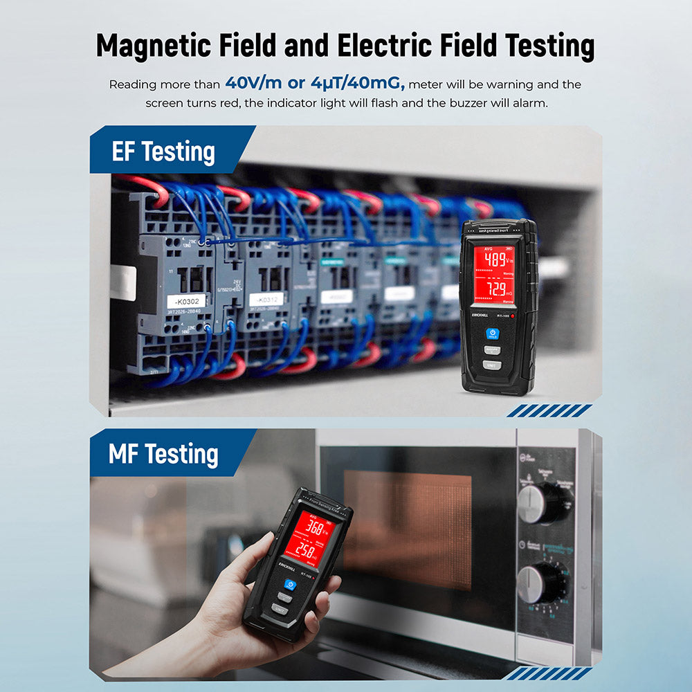 ERICKHILL RT-100 EMF Meter, Hand-held Electromagnetic Field Radiation Detector