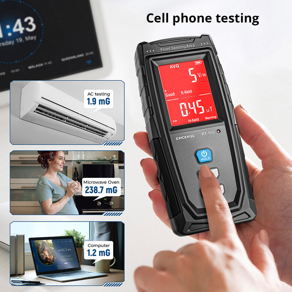 ERICKHILL RT-100 EMF Meter, Hand-held Electromagnetic Field Radiation Detector