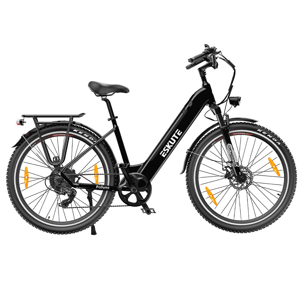 ESKUTE ES-26-LJ Electric Bike, 250W BAFANG Motor, 36V 20Ah Battery, 26 x 1.75-inch, 25km/h Max Speed, 120km Range, Disc Brakes, Suspension Fork, SHIMANO 7 Speed - Black