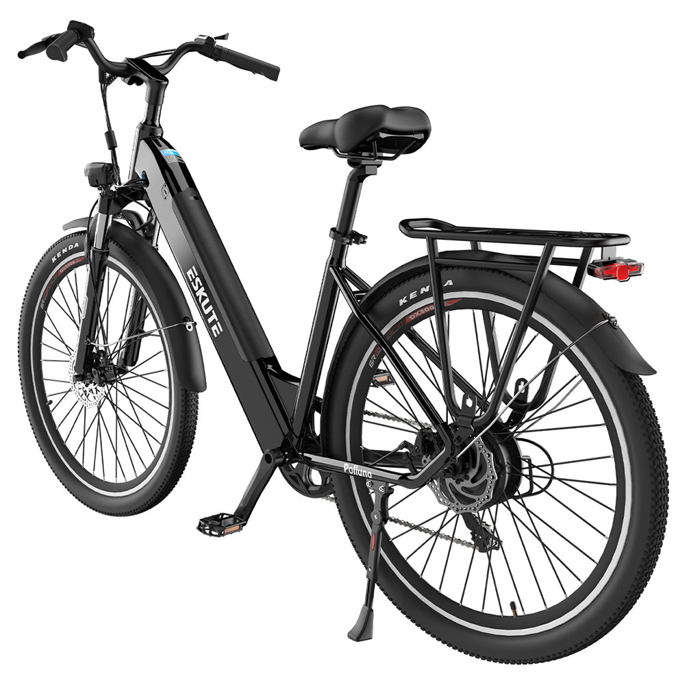 ESKUTE ES-26-LJ Electric Bike, 250W BAFANG Motor, 36V 20Ah Battery, 26 x 1.75-inch, 25km/h Max Speed, 120km Range, Disc Brakes, Suspension Fork, SHIMANO 7 Speed - Black