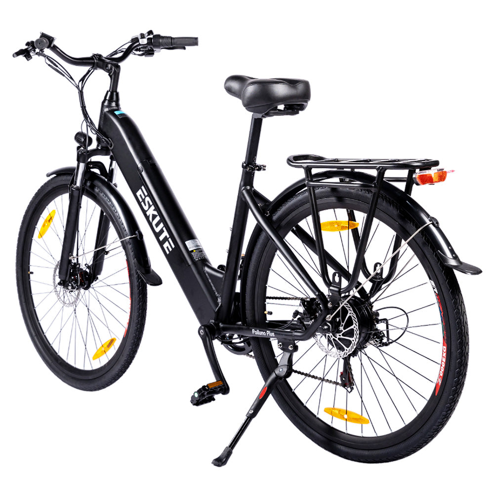 ESKUTE ES-26-SDXK Electric Bike, 250W Motor, 36V 20Ah Battery, 26*1.75-inch Tires, 25km/h Max Speed, 120km Range, Disc Brakes, Suspension Front Fork, SHIMANO 7-speed - Black
