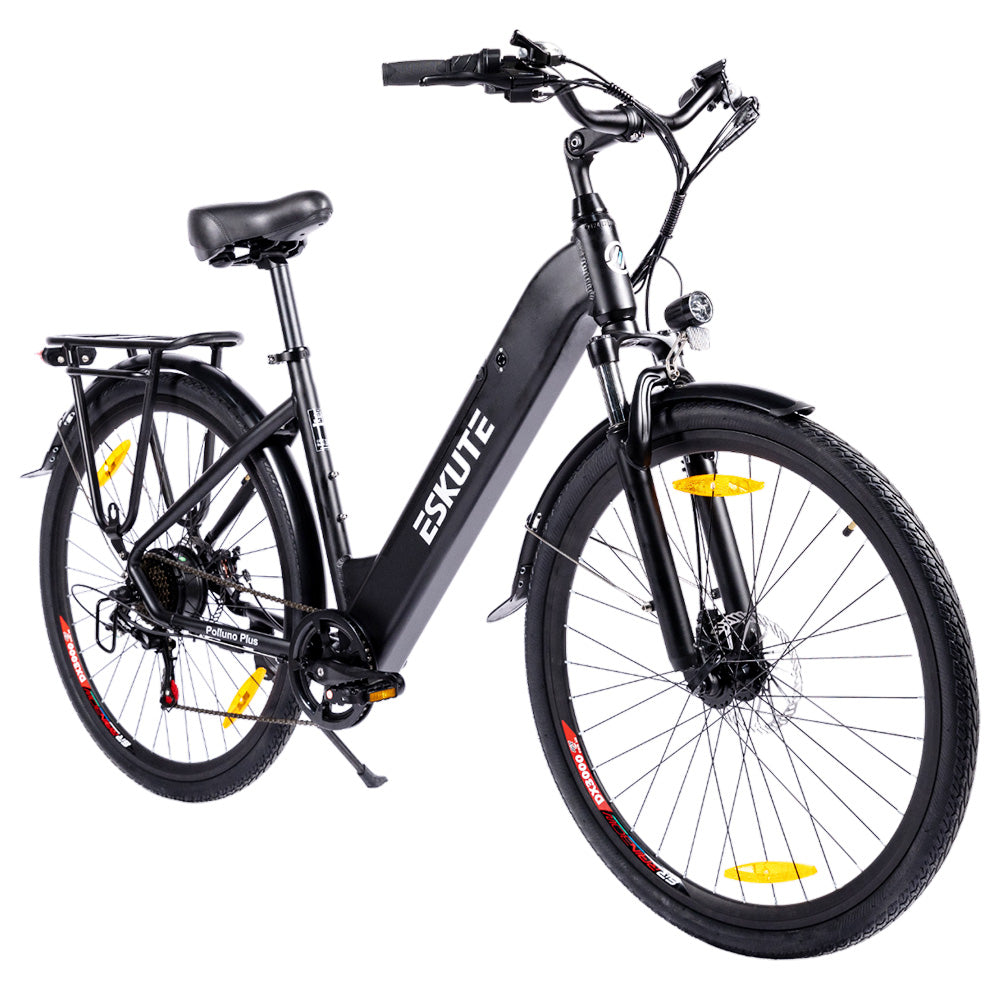 ESKUTE ES-26-SDXK Electric Bike, 250W Motor, 36V 20Ah Battery, 26*1.75-inch Tires, 25km/h Max Speed, 120km Range, Disc Brakes, Suspension Front Fork, SHIMANO 7-speed - Black