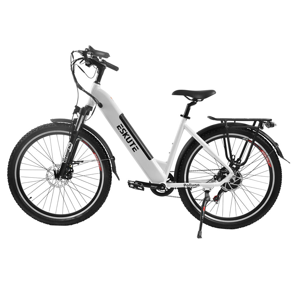 ESKUTE ES-27.5-CS Electric Bike 500W BAFANG Motor 48V 15Ah Battery 27.5 x 2.1'' Tires 35km/h Max Speed, 96km Range, LCD Display - White