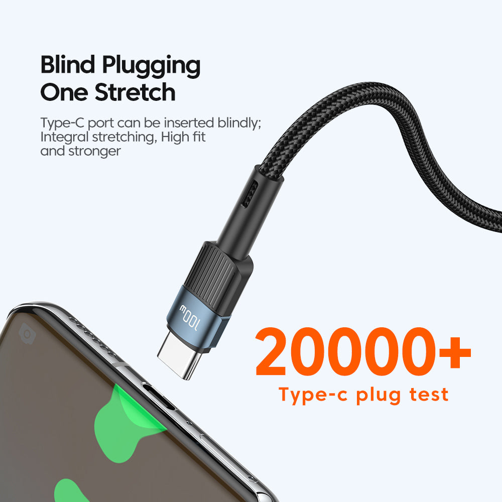 ESSAGER 100W Type-C to Type-C Data Cable, PD Fast Charging, 480Mbps Transmission Speed, for MacBook / Tablet / Huawei Samsung Mobile Phone - 1m Cable