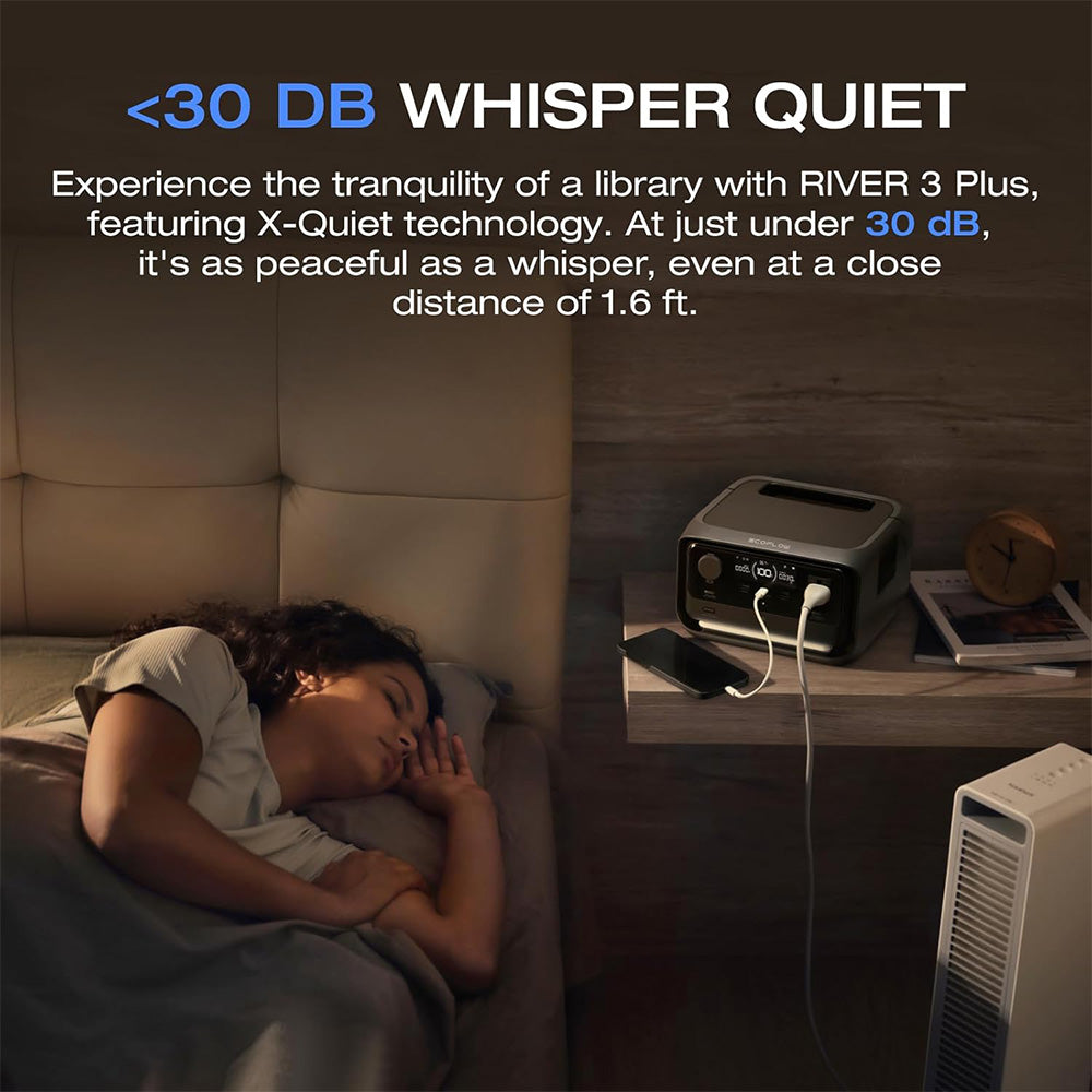 EcoFlow RIVER 3 Plus Portable Power Station, 286Wh LiFePO4 Battery, 600W Up to 1200W AC Output, 7 Outlets, <10ms UPS & <30dB Noise, Expandable to 858Wh, App Control, 1h Fast Charging Solar Generator for Outdoor Camping/RV/Home Use