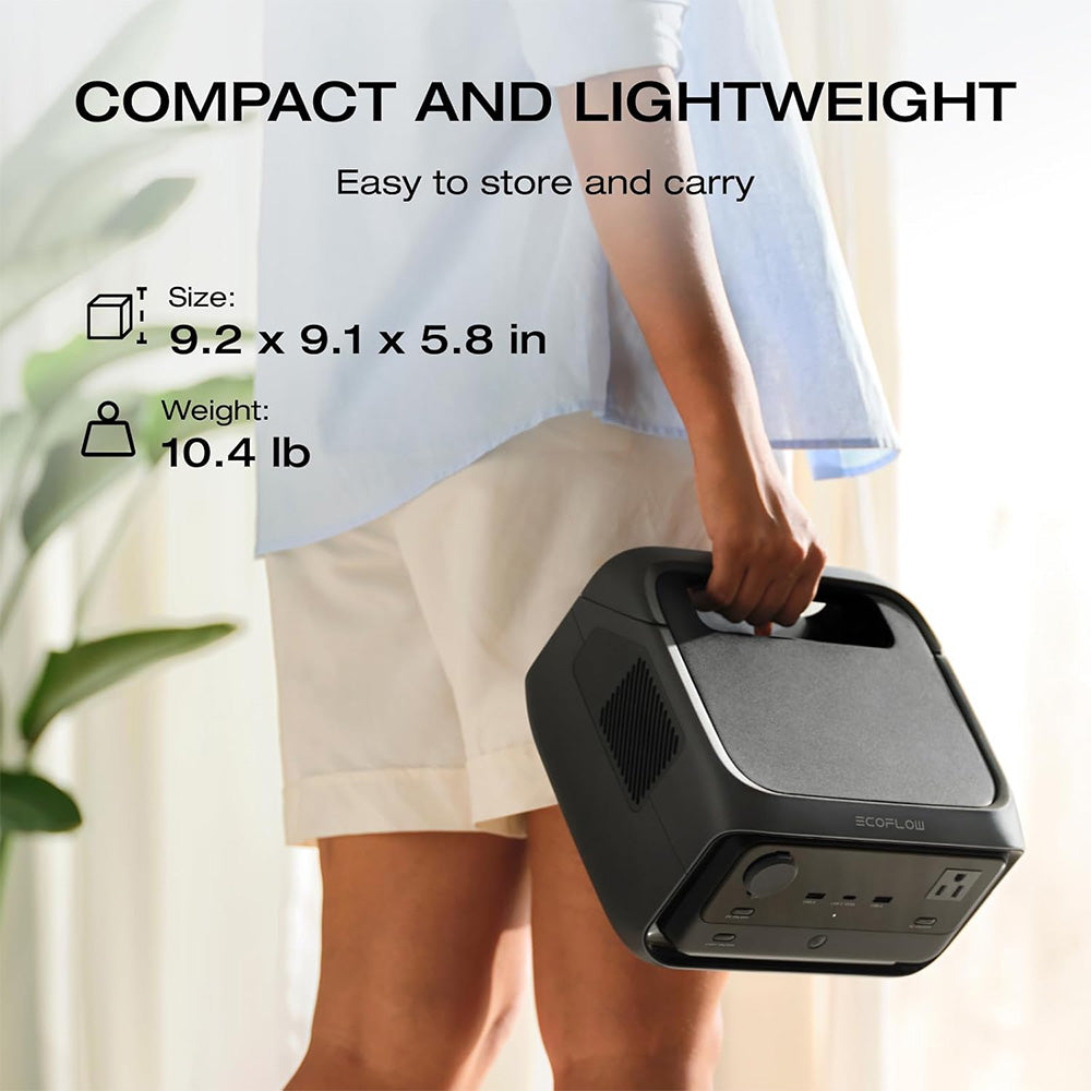EcoFlow RIVER 3 Plus Portable Power Station, 286Wh LiFePO4 Battery, 600W Up to 1200W AC Output, 7 Outlets, <10ms UPS & <30dB Noise, Expandable to 858Wh, App Control, 1h Fast Charging Solar Generator for Outdoor Camping/RV/Home Use