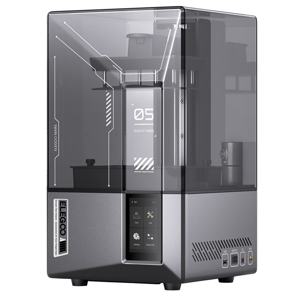 ELEGOO Mars 5 Ultra Resin 3D Printer, Smart Mechanical Sensor, 7-inch 9K Mono LCD, 150mm/h Printing Speed, AI Camera, Auto-Leveling, Dual Pour Spouts Resin Tank, WiFi Transfer, 153.36*77.76*165mm (6.04 x 3.06 x 6.49inch)