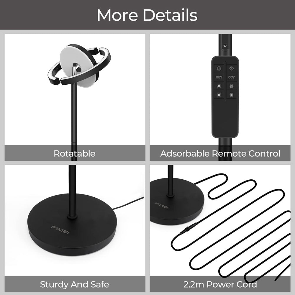 FIMEI PY-F1202 LED Floor Lamp, Central Downward Light, 3000K-6000K Color Temperature, Stepless Dimming, Remote Control/Touch Control, for Living Room - Black