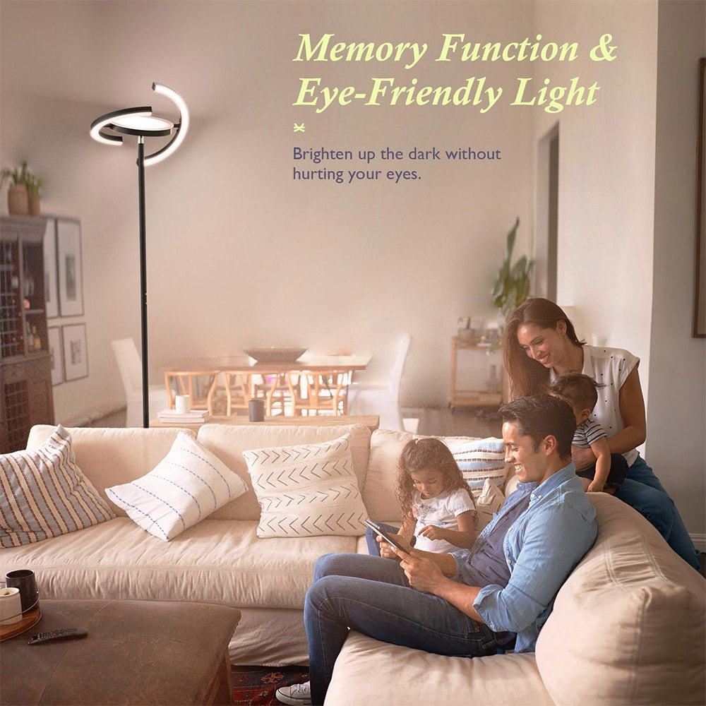 FIMEI PY-F1205 LED Floor Lamp, Central Upward Light, 3000K-6000K Color Temperature, Stepless Dimming, Remote Control/Touch Control, for Living Room - Black