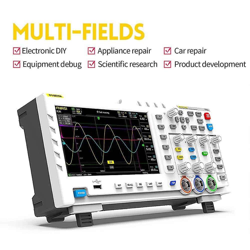 FNIRSI 1014D 2 in 1 Digital Oscilloscope, 2 Channels, 100Mhz Bandwidth, 1GSa/s Sampling Rate, DDS Signal Generator - EU Plug