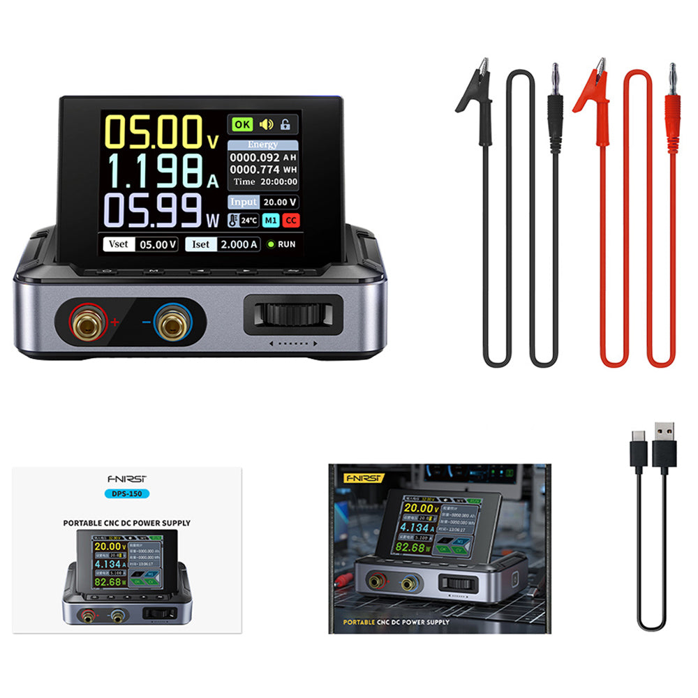 FNIRSI DPS-150 DC Power Supply Variable, 30V 5A Adjustable, 150W Power, 4-Digit IPS Display, 90 Degree Flip Degin, <20mV Power Ripple, PD/QC/DC Input, PC Programmable Switching