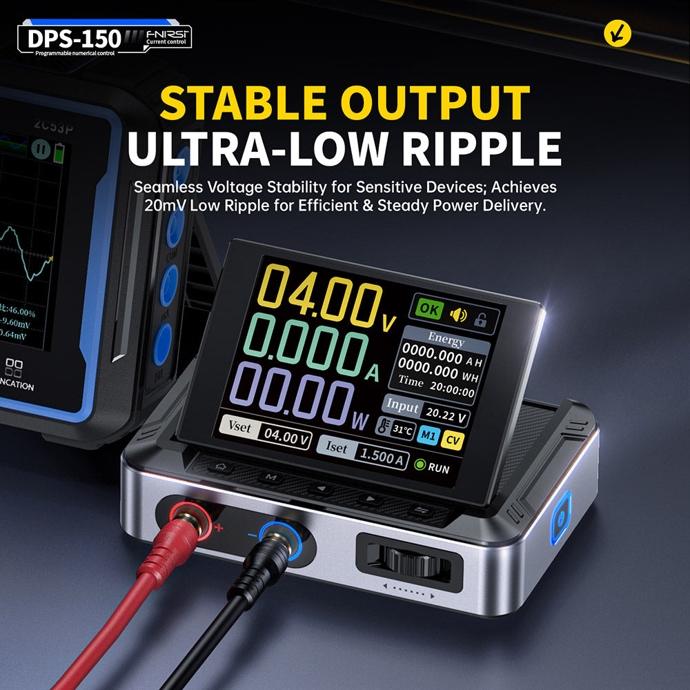 FNIRSI DPS-150 DC Power Supply Variable, 30V 5A Adjustable, 150W Power, 4-Digit IPS Display, 90 Degree Flip Degin, <20mV Power Ripple, PD/QC/DC Input, PC Programmable Switching
