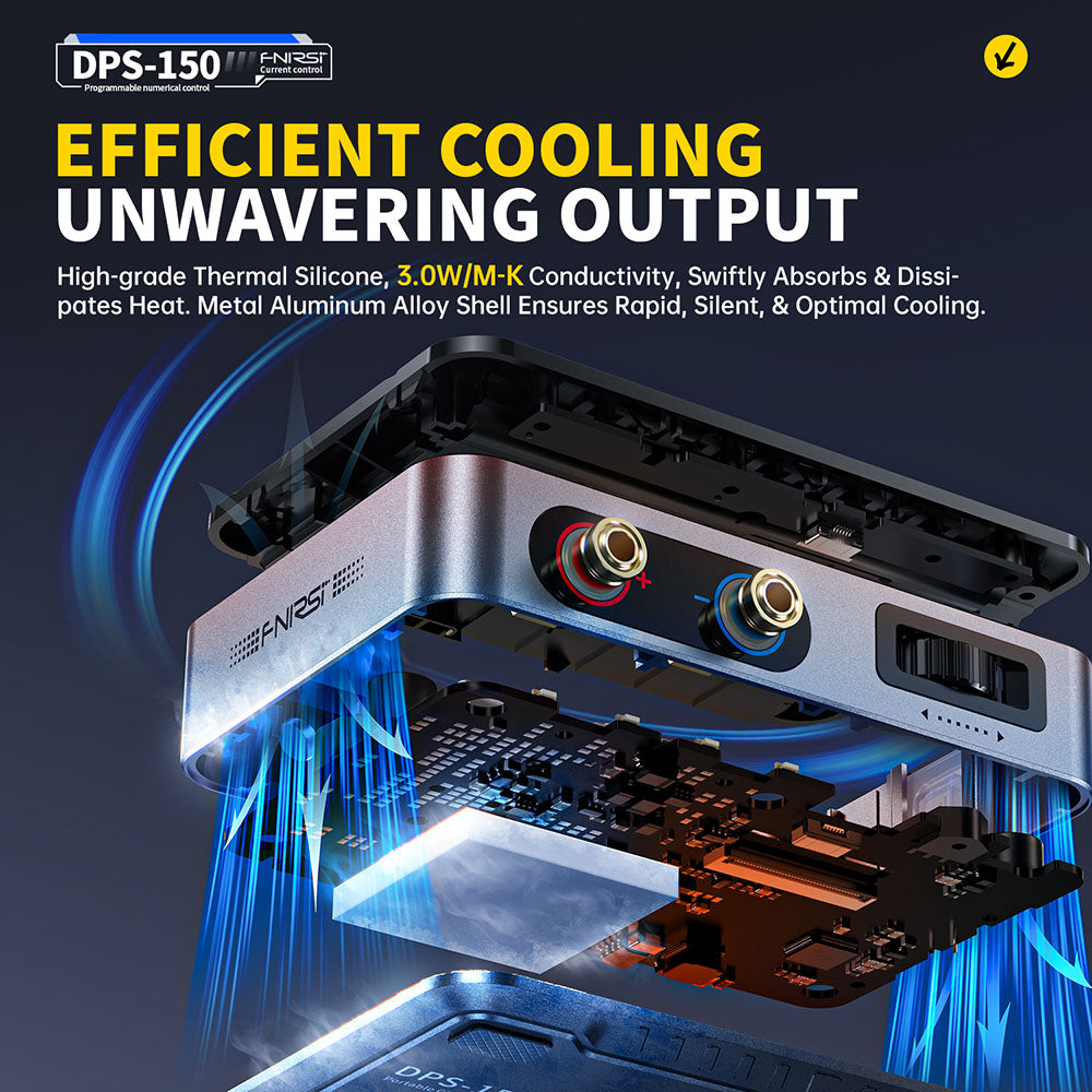 FNIRSI DPS-150 DC Power Supply Variable, 30V 5A Adjustable, 150W Power, 4-Digit IPS Display, 90 Degree Flip Degin, <20mV Power Ripple, PD/QC/DC Input, PC Programmable Switching