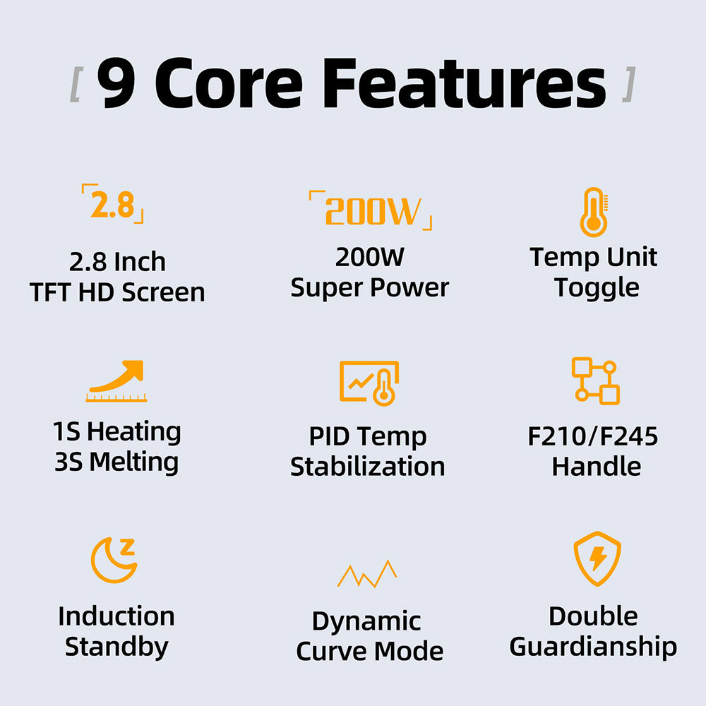 FNIRSI DWS-200 F210 Premium 200W Soldering Iron Station Kit, with 3 Iron Tips and 2 Helping Hands, Temp Value & Curve Mode, 3 Temperature Storage, Full-Color Display