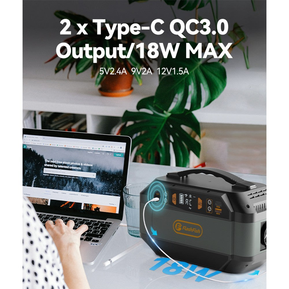 Flashfish P56 Portable Power Station, 288.6Wh/78000mAh Battery Pack Solar Generator, 330W AC Output, 600W Peak Output, 230V Pure Sine Wave, 9 Outlets, LED Display