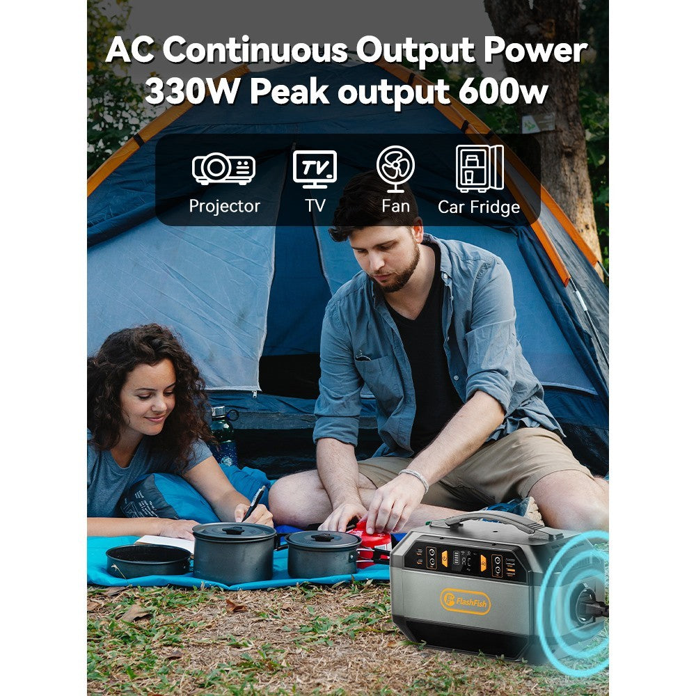 Flashfish P56 Portable Power Station, 288.6Wh/78000mAh Battery Pack Solar Generator, 330W AC Output, 600W Peak Output, 230V Pure Sine Wave, 9 Outlets, LED Display