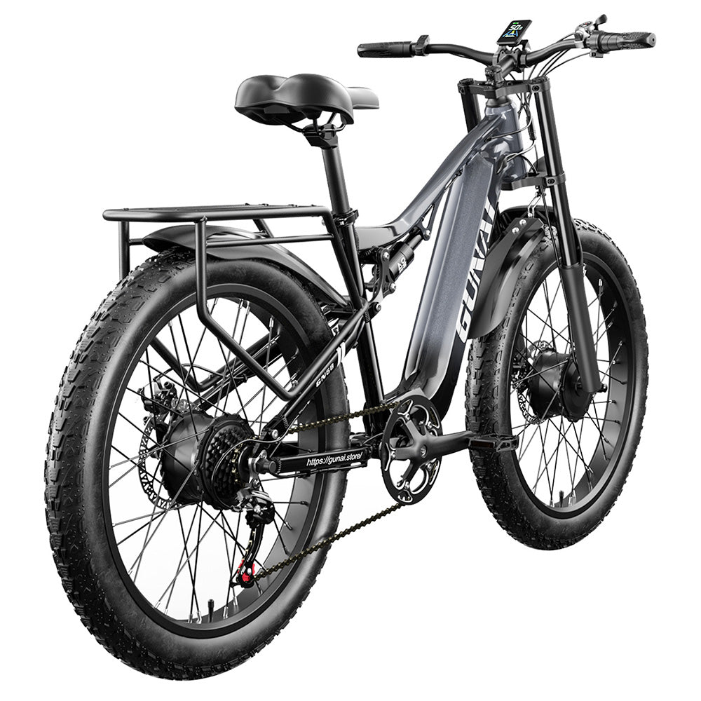 GUNAI GN68 Electric Bike, 2*1000 Motor, 48V 17.5Ah Battery, 26*3.0-inch Fat Tires, 50km/h Max Speed, 60miles Max Range, Shimano 7 Speed, Mechanical Disc Brake