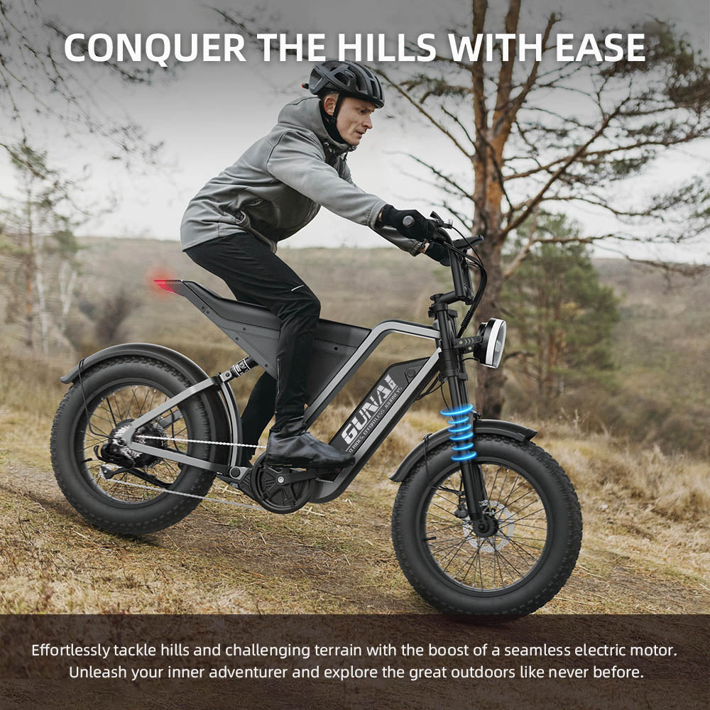 GUNAI-Y Electric Bike, 1000W Motor, 48V 18Ah Battery, 20*4.0-inch Fat Tires, 60km/h Max Speed, 100km Range, Hydraulic Disc Brake, Front & Rear Suspension, Shimano 7-Speed