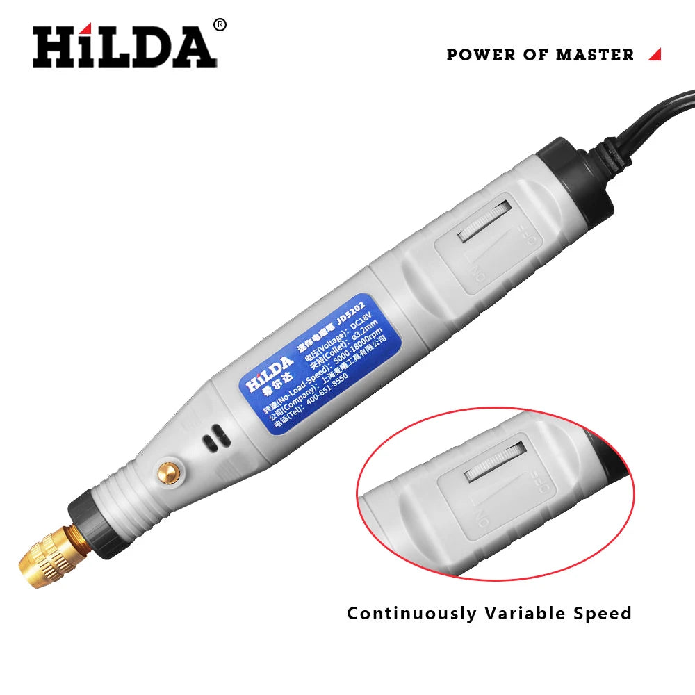 HILDA 18V gravírovacie pero Mini vŕtačka Rotačný nástroj s brúsnym príslušenstvom Set Multifunkčné mini gravírovacie pero