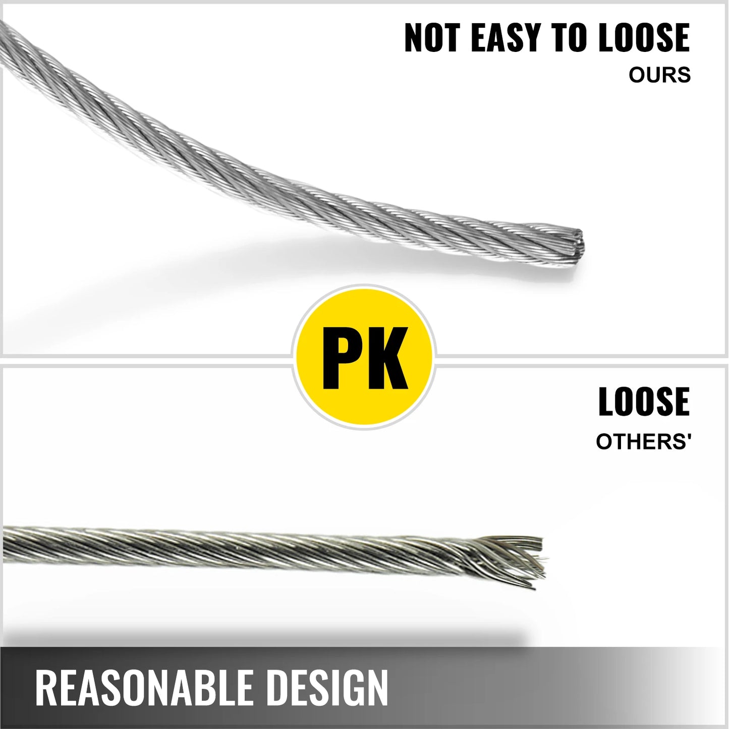 VEVOR 100M 150M 300M drôtené lano 316 Nerezová oceľ Silné napätie Mäkké rybárske zdvíhacie lanko 1*19 Stavebná šnúra na bielizeň 3,2 mm