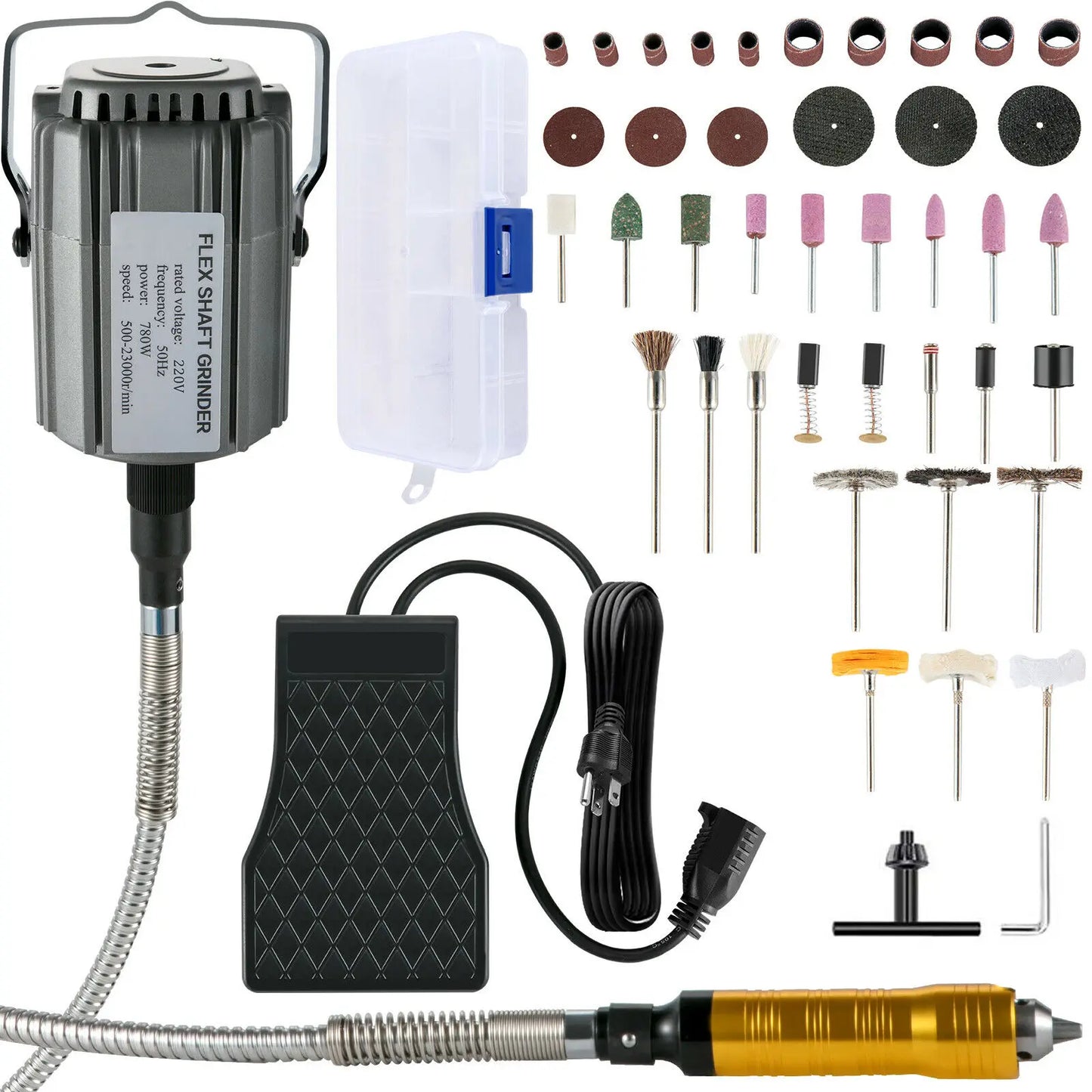 VEVOR Závesný mlynček s ohybným hriadeľom 380/560/780 W Elektrické brúsne nástroje na brúsenie šperkov Súprava pera na brúsenie kameňa s plynulou rýchlosťou