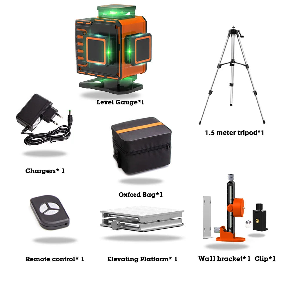 HILDA 4D Laser Nivelačná krížová čiara Zelená laserová vodováha samonivelačná viacúčelová vodováha horizontálne vertikálne meranie