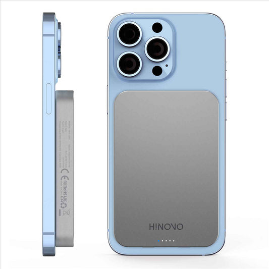 HINOVO MB1-10000 Wireless Portable Charger 10000mAh Magnetic Power Bank Wireless Magnetic Juice Battery Pack, Compatible with MagSafe Magnetic Phone Case, Wireless Charging Battery Pack for iPhone 14/13/12 Series Fast-Charging Ultra Slim & Light