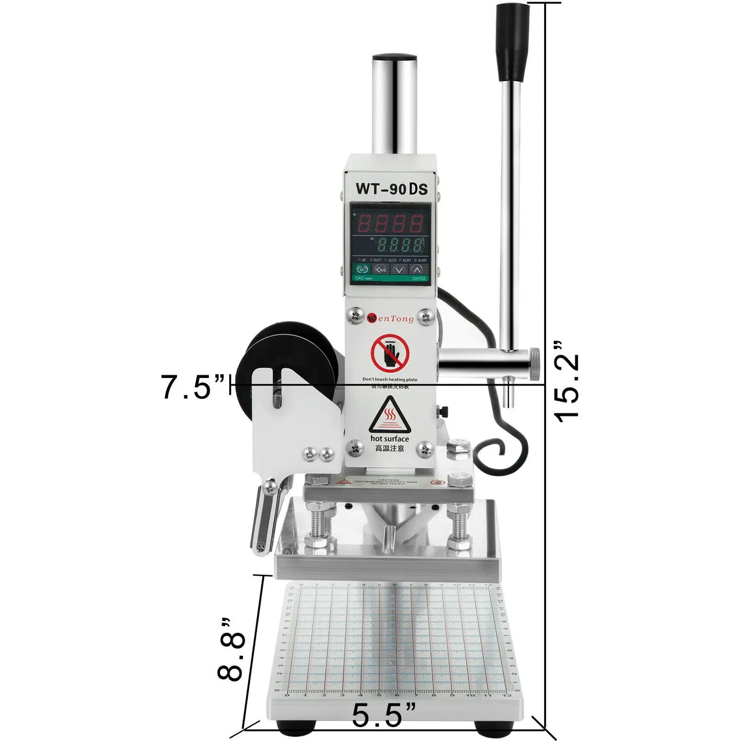 VEVOR WT-90DS Horúca fólia raziaca stroj Ručný digitálny tepelný lis Stroj na PVC Koža Drevo Vlastná razba loga Bronzovanie