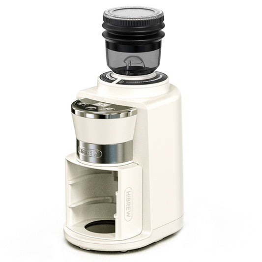 HiBREW G3A Coffee Grinder, 40mm Conical Burr, Air Blower, 31-gear Scale, Memory & Antistatic Function, Manual & Automatic, Visual Bean Storage Beige