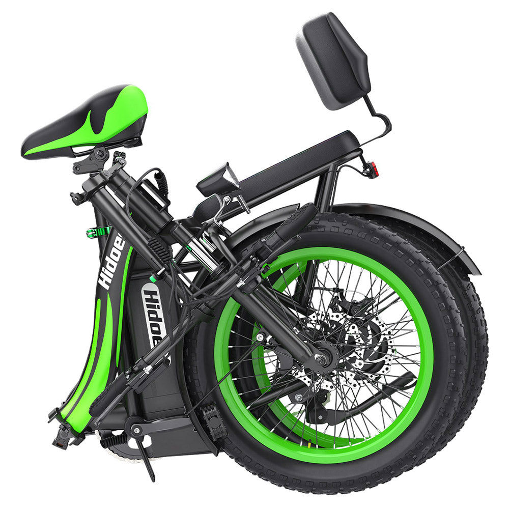Hidoes C1 Electric Bike with Rear Seat, 750W Motor, 48V 13Ah Battery, 20*3.0 inch Fat Tire, 40km/h Max Speed, 70km Range, Front & Rear Disc Brake - Green