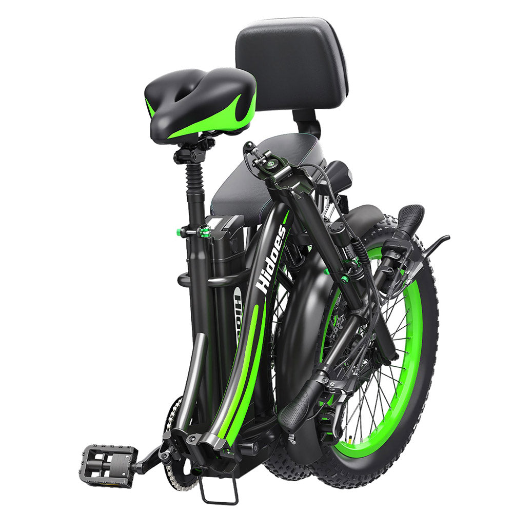 Hidoes C1 Electric Bike with Rear Seat, 750W Motor, 48V 13Ah Battery, 20*3.0 inch Fat Tire, 40km/h Max Speed, 70km Range, Front & Rear Disc Brake - Green