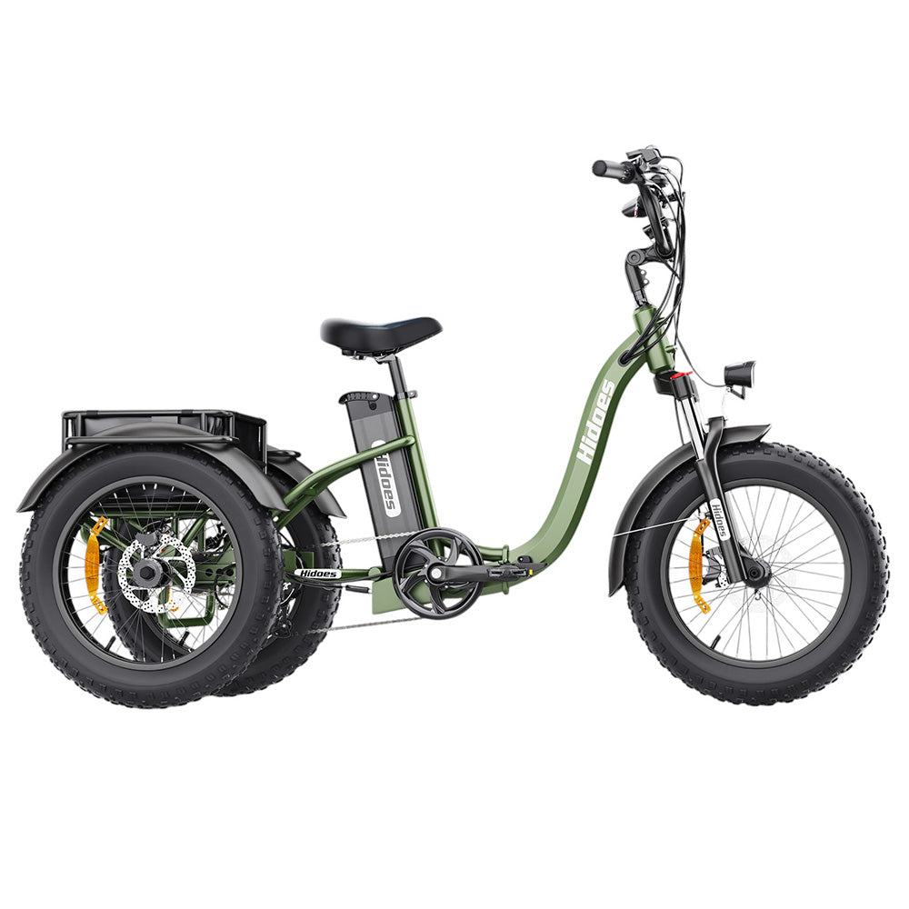 Hidoes HD-ET1 Electric Tricycle with Rear Rack 150kg Load, 750W 85NM torque Rear Drive Motor, 960Wh (48V 20Ah) Removable Battery Max 65km Range, 20*4.0-inch Tire, 3* Disc Brake, Front Lockable Suspension, 7 Gear Reverse and Park Button