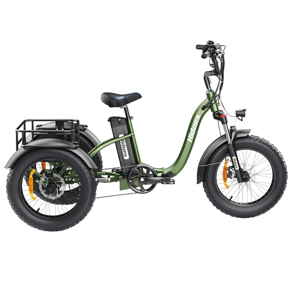 Hidoes HD-ET1 Electric Tricycle with Rear Rack 150kg Load, 750W 85NM torque Rear Drive Motor, 960Wh (48V 20Ah) Removable Battery Max 65km Range, 20*4.0-inch Tire, 3* Disc Brake, Front Lockable Suspension, 7 Gear Reverse and Park Button