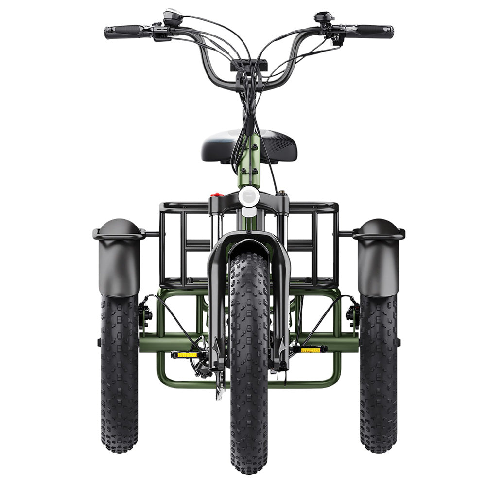 Hidoes HD-ET1 Electric Tricycle with Rear Rack 150kg Load, 750W 85NM torque Rear Drive Motor, 960Wh (48V 20Ah) Removable Battery Max 65km Range, 20*4.0-inch Tire, 3* Disc Brake, Front Lockable Suspension, 7 Gear Reverse and Park Button
