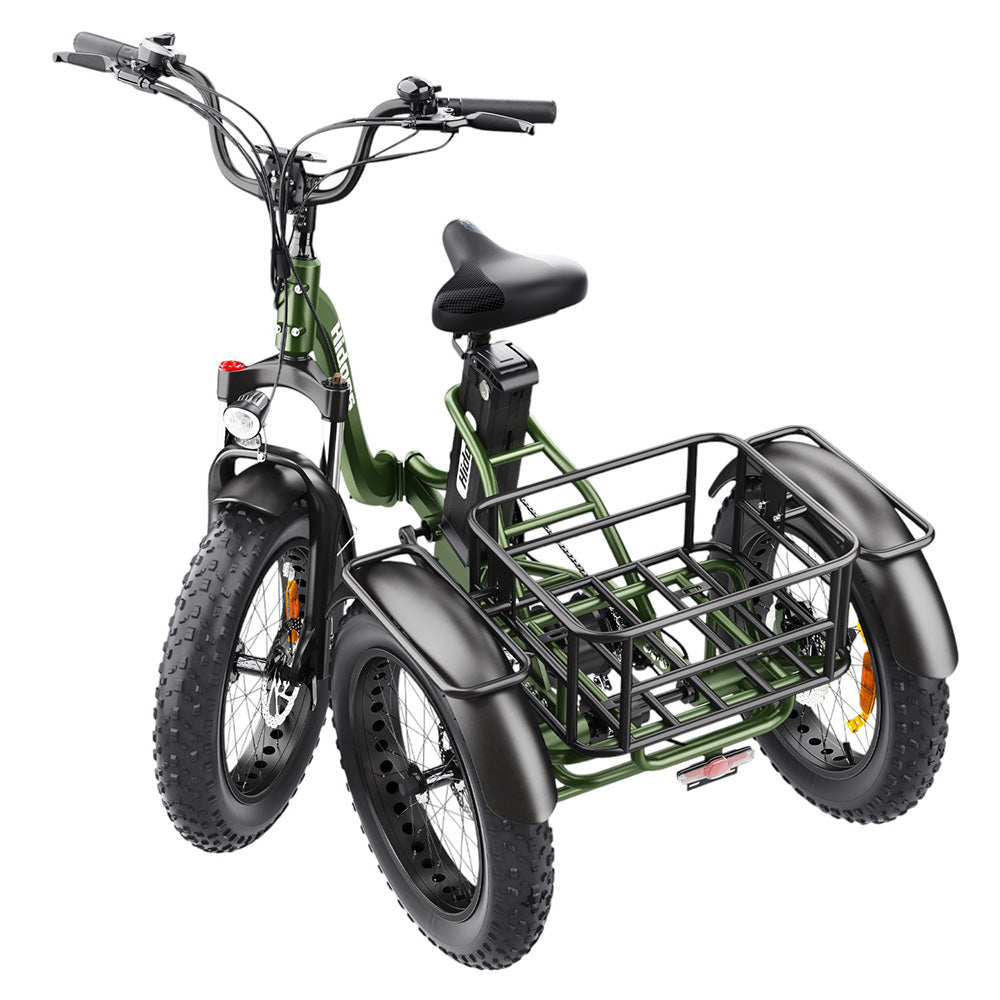 Hidoes HD-ET1 Electric Tricycle with Rear Rack 150kg Load, 750W 85NM torque Rear Drive Motor, 960Wh (48V 20Ah) Removable Battery Max 65km Range, 20*4.0-inch Tire, 3* Disc Brake, Front Lockable Suspension, 7 Gear Reverse and Park Button