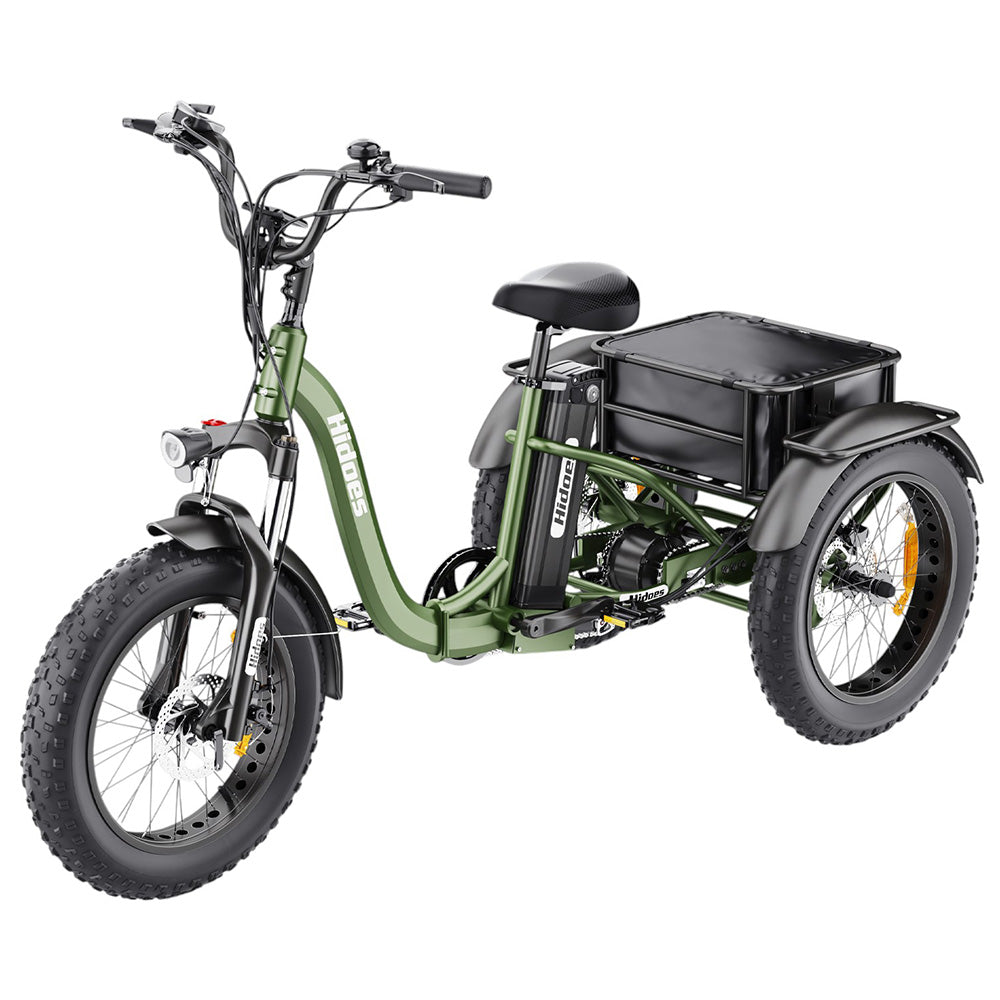 Hidoes HD-ET1 Electric Tricycle with Rear Rack 150kg Load, 750W 85NM torque Rear Drive Motor, 960Wh (48V 20Ah) Removable Battery Max 65km Range, 20*4.0-inch Tire, 3* Disc Brake, Front Lockable Suspension, 7 Gear Reverse and Park Button