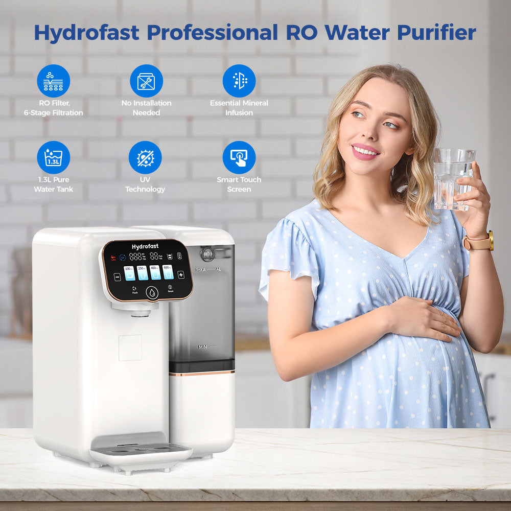 Hydrofast B100 Countertop Water Purifier, Room Temperature, Reverse Osmosis Water Filter for Home, Office