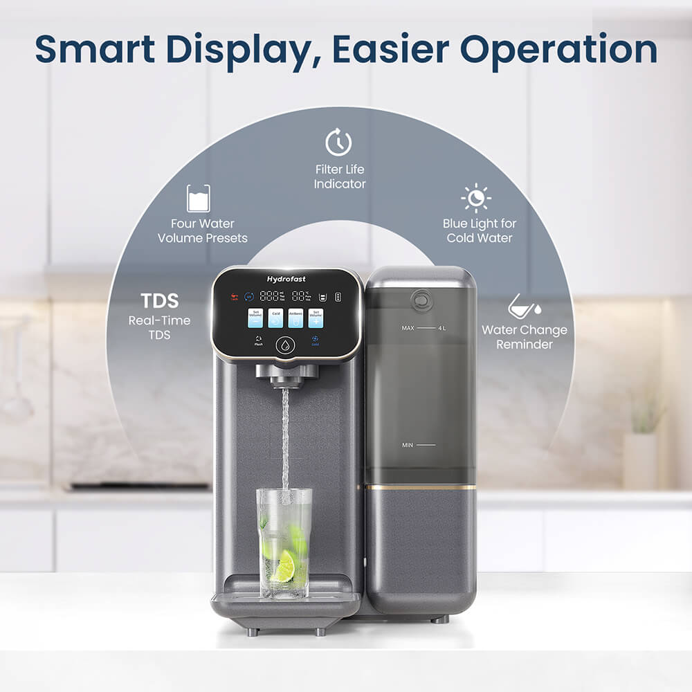 Hydrofast C100 Countertop Water Purifier, Room Temperature & Cold Water, Reverse Osmosis Water Filter for Home, Office