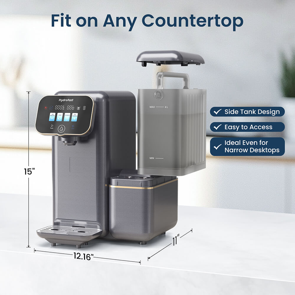 Hydrofast C100 Countertop Water Purifier, Room Temperature & Cold Water, Reverse Osmosis Water Filter for Home, Office
