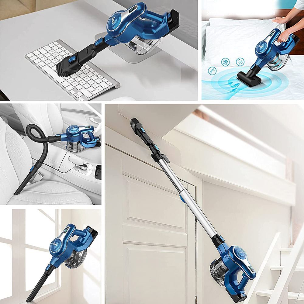INSE S6P Cordless Handheld Vacuum Cleaner 23KPa Suction 250W Brushless Motor 2500mAh Detachable Batteries for Wood Floor, Carpet, Stair, Curtain, Car, Furniture - Blue