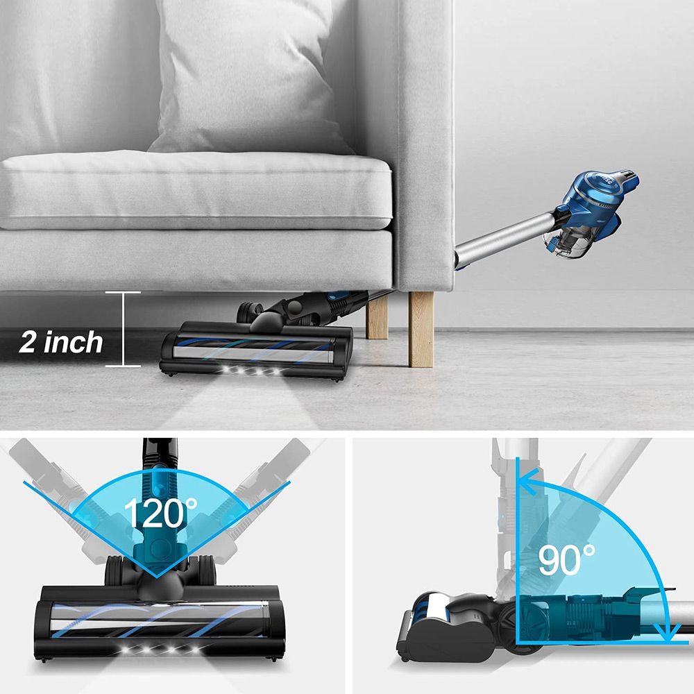 INSE S6P Cordless Handheld Vacuum Cleaner 23KPa Suction 250W Brushless Motor 2500mAh Detachable Batteries for Wood Floor, Carpet, Stair, Curtain, Car, Furniture - Blue