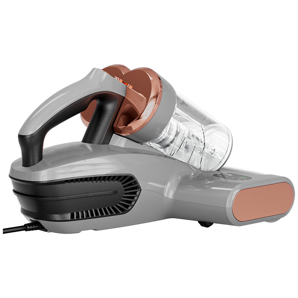 JIGOO S300 Pro Dual-Cup Smart Anti-Mite Cleaner Bed Vacuum Cleaner with Dust Mite Sensor 500W 13KPa Suction Innovative Metal Brushroll UV Light & Ultrasonic Tech Multi-Directional Heating - Grey