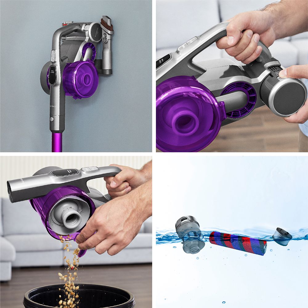 JIMMY JV85 Pro Mopping Version Flexible Handheld Cordless Vacuum Cleaner, 2 in 1 Vacuuming Mopping, 200AW Powerful Suction, 550W Digital Brushless Motor, 70 Minutes Run Time, 200ml Water Tank, Ultra-low Noise - Purple