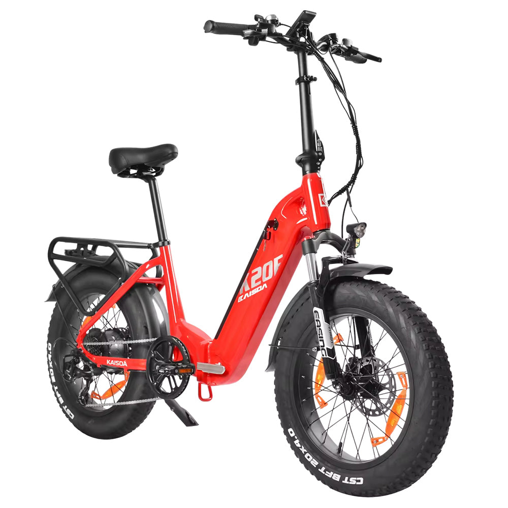 KAISDA K20F Electric Bike, 250W Motor, 36V 25Ah Battery, 20*4.0-inch Tires, 25km/h Max Speed, 80-120km Range, SHIMAN0 7-Speed - Red
