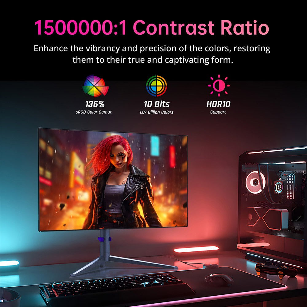 KTC G27P6 27-inch LG OLED Gaming Monitor, 2560x1440 16:9 240Hz Refresh Rate, 1500000:1 Constrast Ratio, 136% sRGB HDR10 0.03ms GTG Response Time, Low Blue FreeSync&G-Sync, 3xUSB3.0 2xHDMI2.0 DP1.4 Type-C, Built-in Speakers KVM 65W Reverse Charge VESA