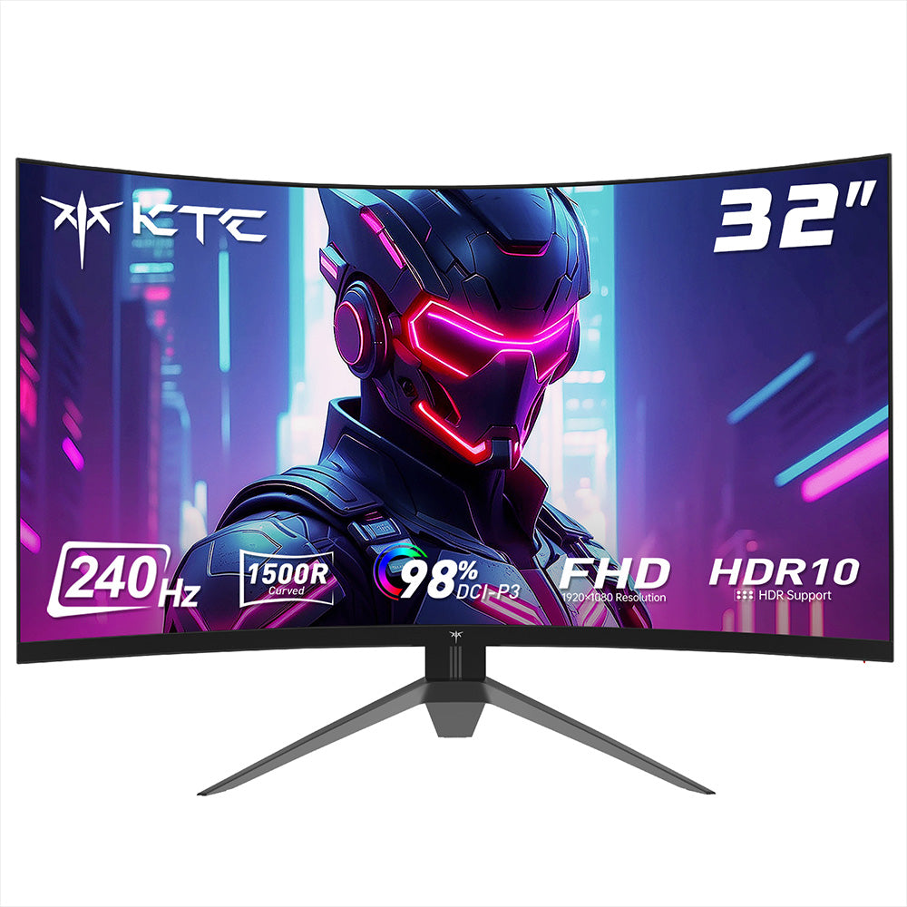 KTC H32S17F 32'' Curved Gaming Monitor, 1920*1080 HVA Panel, 240Hz Refresh Rate, 125% sRGB, 3500:1 Contrast Ratio, Adaptive Sync, HDR10, 3ms Response Time, 2*HDMI2.0 1*DP1.4 1*USB2.0 1*Audio, VESA Mount, Adjustable Tilt, Low Blue Light