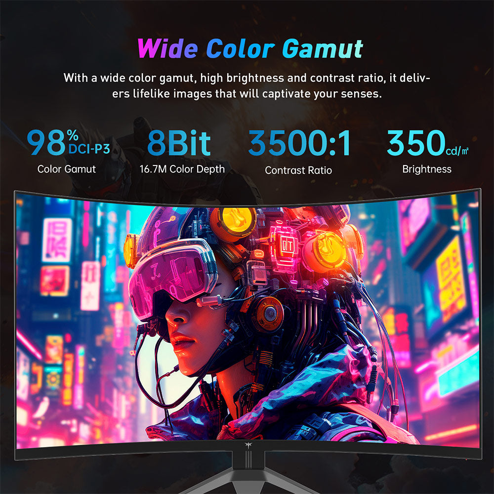 KTC H32S17F 32'' Curved Gaming Monitor, 1920*1080 HVA Panel, 240Hz Refresh Rate, 125% sRGB, 3500:1 Contrast Ratio, Adaptive Sync, HDR10, 3ms Response Time, 2*HDMI2.0 1*DP1.4 1*USB2.0 1*Audio, VESA Mount, Adjustable Tilt, Low Blue Light