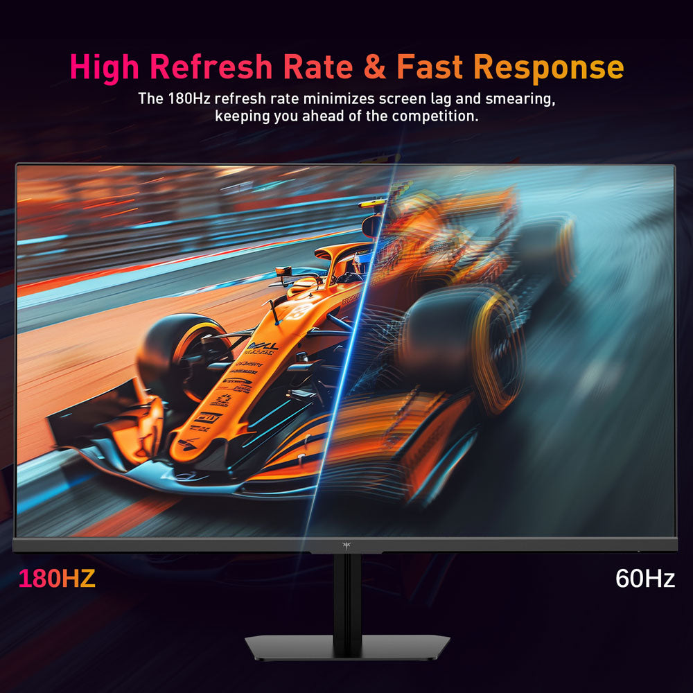KTC Q24T09 Gaming Monitor, 24-inch 2560*1440 16:9 Fast IPS Screen, 180Hz Refresh Rate, FreeSync & G-Sync, 126% sRGB, HDR Support, Low Blue Light, Wall Mount Support &Tilt Adjustment, 2 x HDMI2.0, 2 x DP1.4, 1 x Earphone Jack